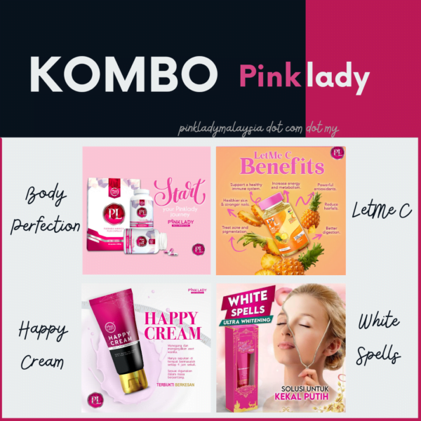 Pinklady Kombo Body Perfection Happy Cream LetMe C Pineapple White Spells